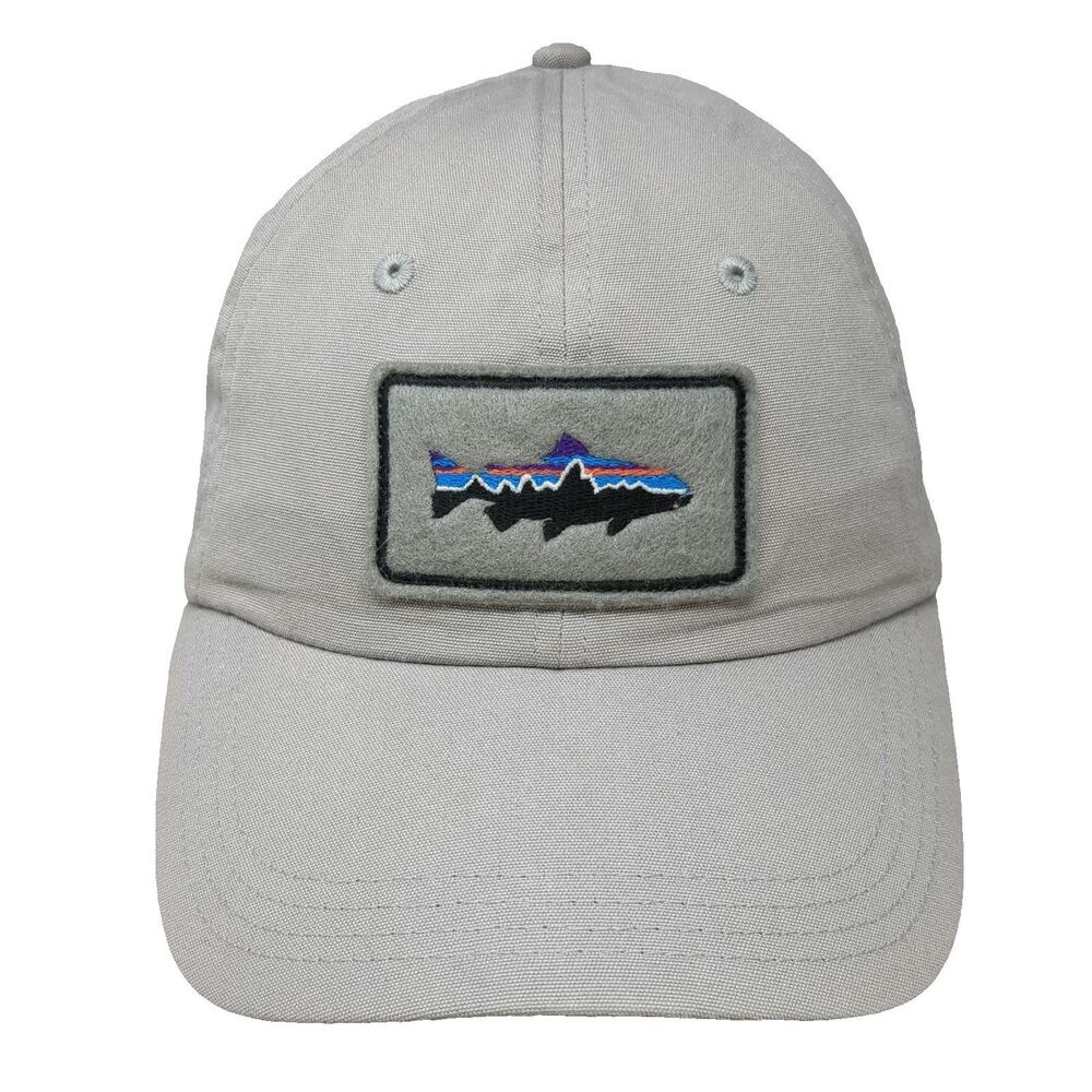 Patagonia Baseball Cap Gray One Size Trout Patch Hat Slideback Adjustable Canvas